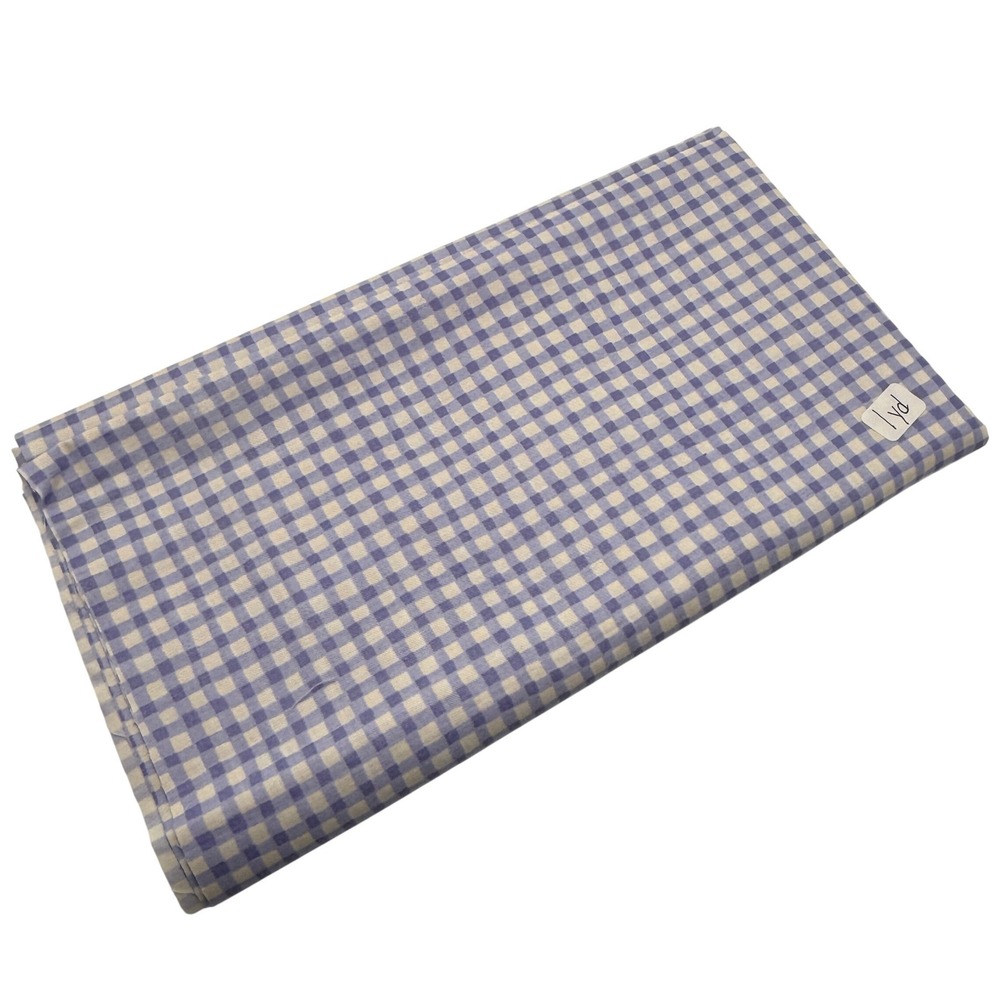 Gingham Check Fabric Woven Sewing Material Purple White 1 Yard Cotton Blend